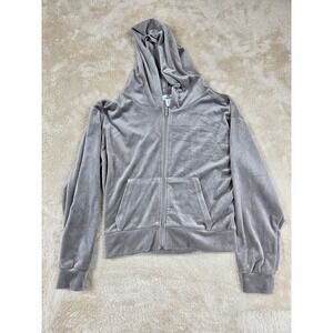 SWS ATHLETICS Velour‎ Zip Up Hoodie Gray Women's Size S Pouch Pocket